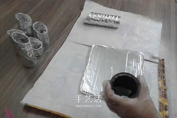 卷紙筒保鮮膜筒廢物利用 手工制作多孔筆筒 -  itrip.net.cn