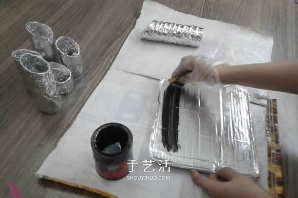 卷紙筒保鮮膜筒廢物利用 手工制作多孔筆筒 -  itrip.net.cn