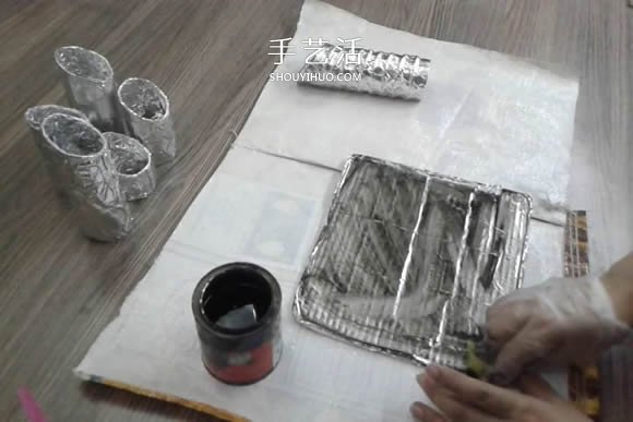 卷紙筒保鮮膜筒廢物利用 手工制作多孔筆筒 -  itrip.net.cn
