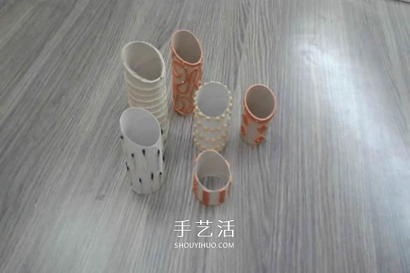 卷紙筒保鮮膜筒廢物利用 手工制作多孔筆筒 -  itrip.net.cn