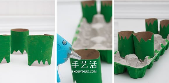 幼兒園用雞蛋盒手工制作鱷魚的方法教程 -  itrip.net.cn