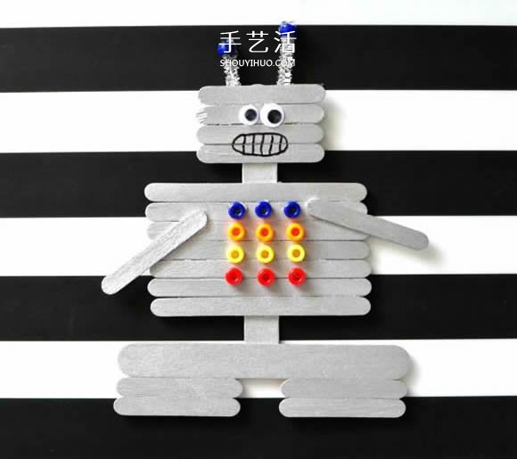 兒童簡(jiǎn)單自制雪糕棍機(jī)器人的手工制作教程 -  itrip.net.cn