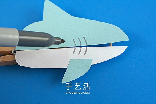 木夾子手工制作鯊魚玩具 嘴巴開(kāi)閉吞吃小魚 -  itrip.net.cn