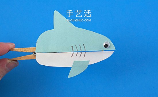 木夾子手工制作鯊魚玩具 嘴巴開(kāi)閉吞吃小魚 -  itrip.net.cn
