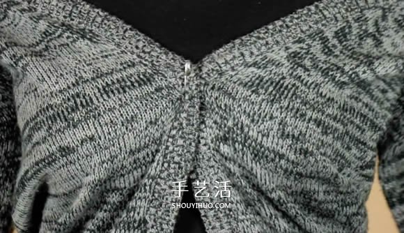 普通開衫毛衣改造 DIY露肩皺褶上衣的方法 -  itrip.net.cn