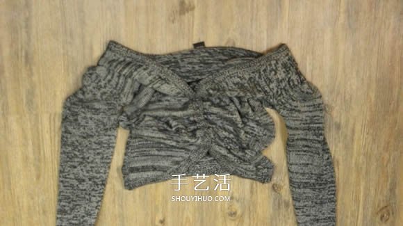 普通開衫毛衣改造 DIY露肩皺褶上衣的方法 -  itrip.net.cn