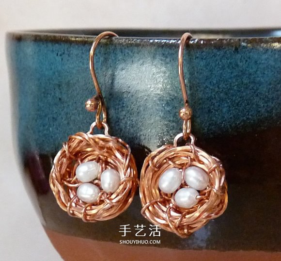 金屬絲手工制作創(chuàng)意鳥巢耳環(huán)圖解教程 -  itrip.net.cn