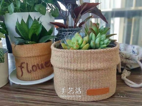 油瓶手工制作田園風(fēng)花盆套的做法教程 -  itrip.net.cn