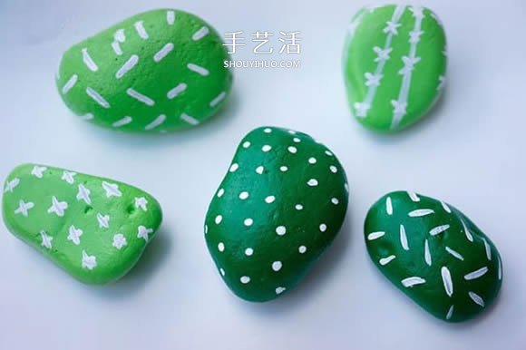 石頭手工制作超萌仙人掌盆栽裝飾品 -  itrip.net.cn