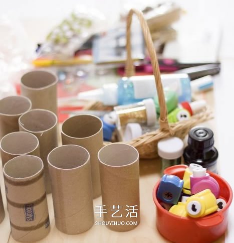 衛(wèi)生紙筒手工制作毛毛蟲筆筒的做法 -  itrip.net.cn