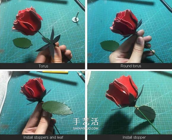 皮革手工制作紅色玫瑰花的做法 -  itrip.net.cn