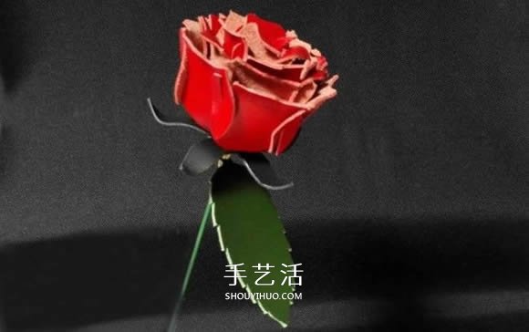 皮革手工制作紅色玫瑰花的做法 -  itrip.net.cn