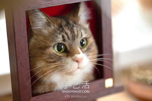 用玻璃眼睛和羊毛制作的神奇羊毛氈貓頭肖像 -  itrip.net.cn