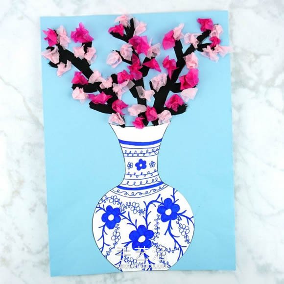 色彩繽紛櫻花和青花瓷！超美紙貼畫簡單制作 -  itrip.net.cn