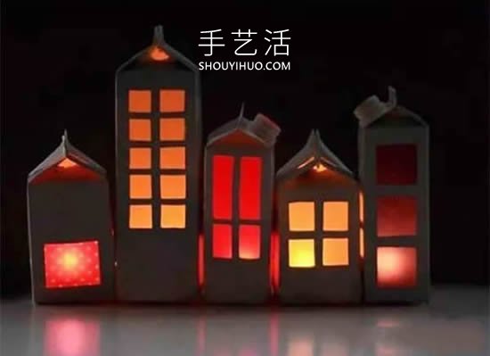牛奶盒廢物利用 手工制作小房子燈籠的做法 -  itrip.net.cn