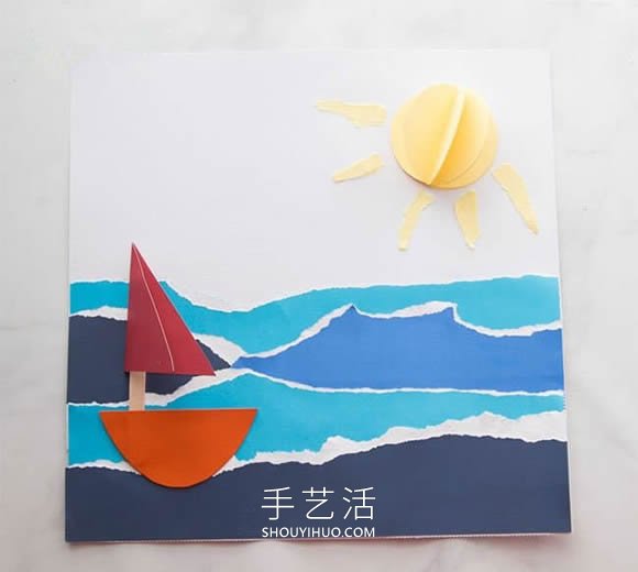 美麗的夏日海灘！幼兒園漂亮撕紙畫制作教程 -  itrip.net.cn