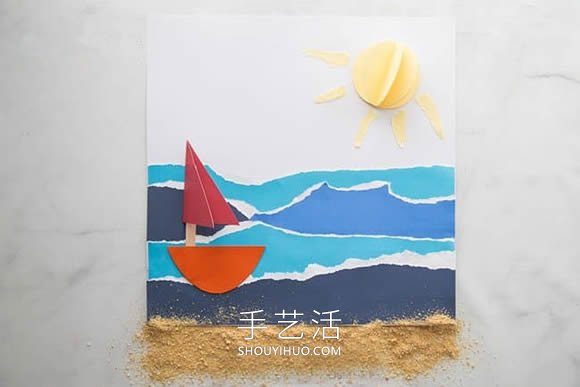 美麗的夏日海灘！幼兒園漂亮撕紙畫制作教程 -  itrip.net.cn