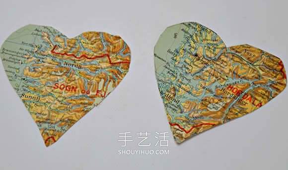 舊地圖手工制作情人節(jié)愛(ài)心禮品袋的做法教程 -  itrip.net.cn