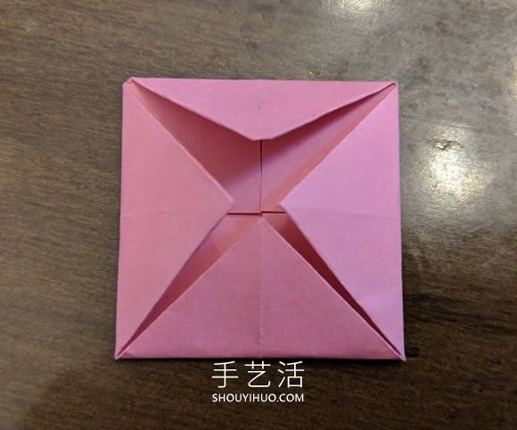 手工折紙扁平玫瑰花和葉子的折法圖解 -  itrip.net.cn