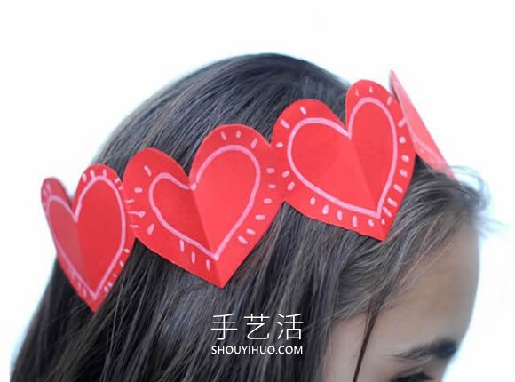 幼兒園用卡紙手工制作愛心頭飾的做法教程 -  itrip.net.cn