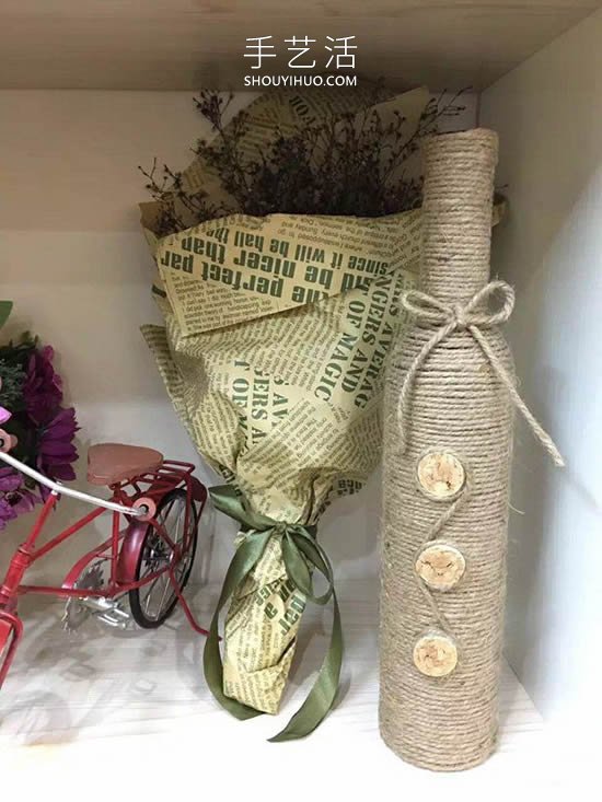自制麻繩花瓶的方法 簡(jiǎn)單的紅酒瓶再利用！ -  itrip.net.cn