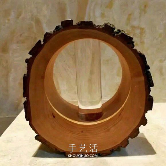 木樁手工制作創(chuàng)意花瓶的做法教程 -  itrip.net.cn