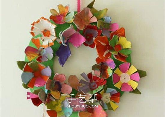 幼兒園手工制作雞蛋托彩色花環(huán)的做法教程 -  itrip.net.cn