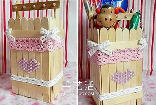 自制好看的雪糕棍筆筒的方法圖解教程 -  itrip.net.cn