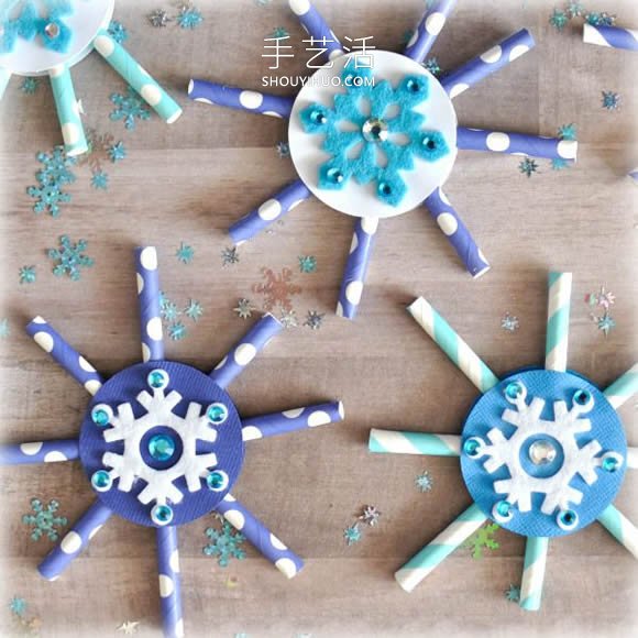 紙吸管手工制作圣誕節(jié)雪花裝飾的做法教程 -  itrip.net.cn