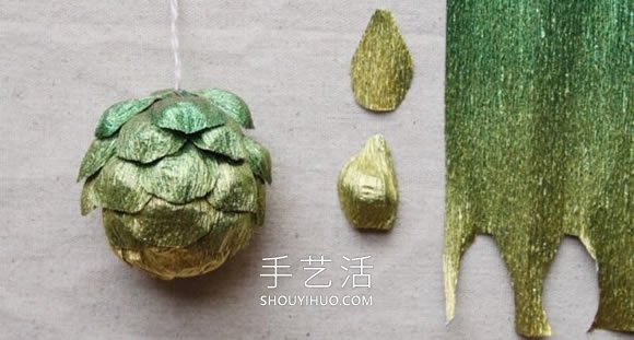 自制皺紋紙橡子和松果掛飾的方法圖解教程 -  itrip.net.cn