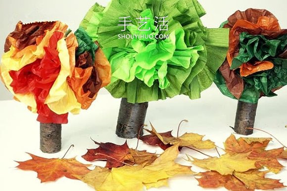 幼兒用皺紋紙手工制作秋天大樹的做法教程 -  itrip.net.cn