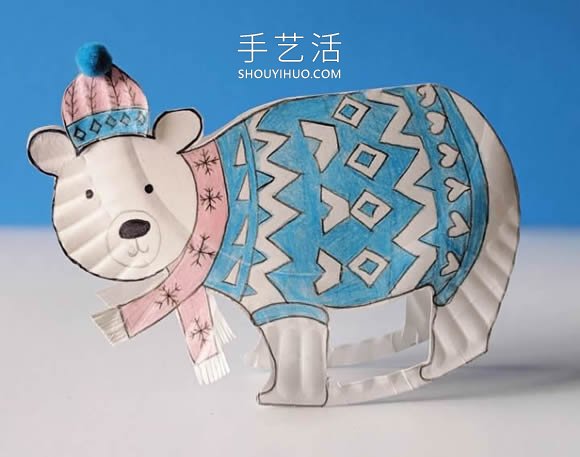 簡單紙盤手工制作搖擺北極熊的做法教程 -  itrip.net.cn