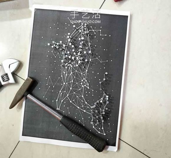 釘子繞線畫制作星空鯨魚座的做法教程 -  itrip.net.cn