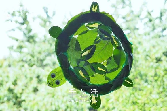 紙盤和樹葉手工制作可愛烏龜?shù)淖龇ń坛?-  itrip.net.cn