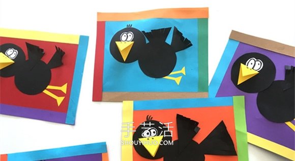 簡(jiǎn)單又可愛(ài)烏鴉紙貼畫的手工制作方法圖解 -  itrip.net.cn