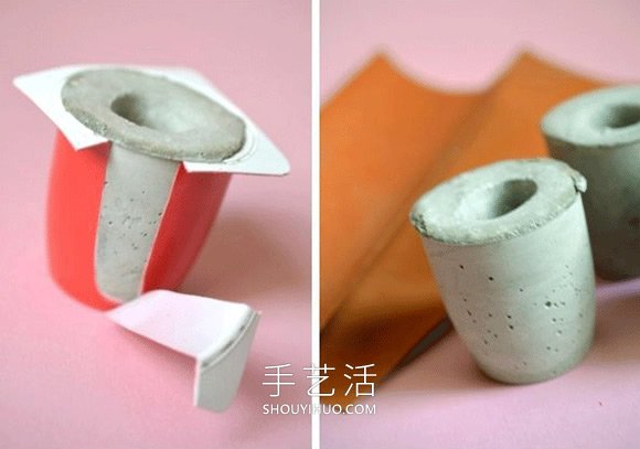 酸奶盒當(dāng)模具 手工制作水泥燭臺(tái)的做法教程 -  itrip.net.cn