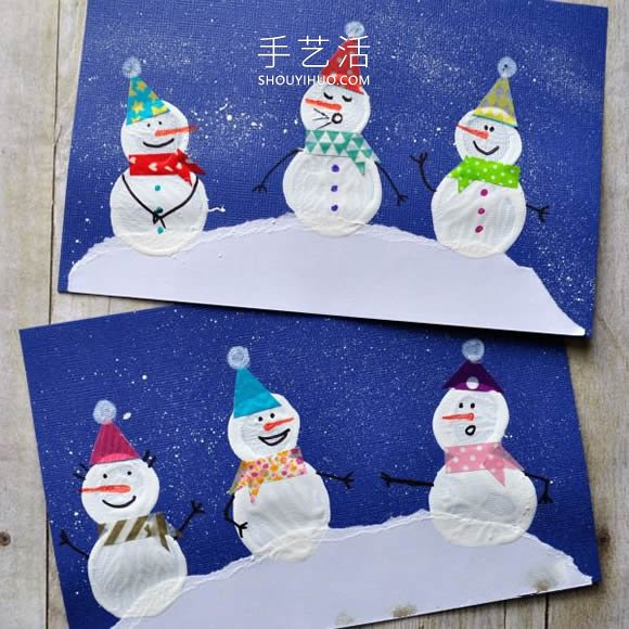 幼兒園用瓶蓋簡單畫冬天雪人的做法教程 -  itrip.net.cn