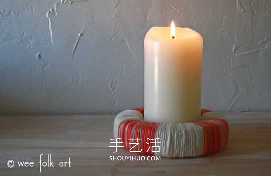 海綿上纏繞紗線 制作漂亮節(jié)日裝飾燭臺！ -  itrip.net.cn