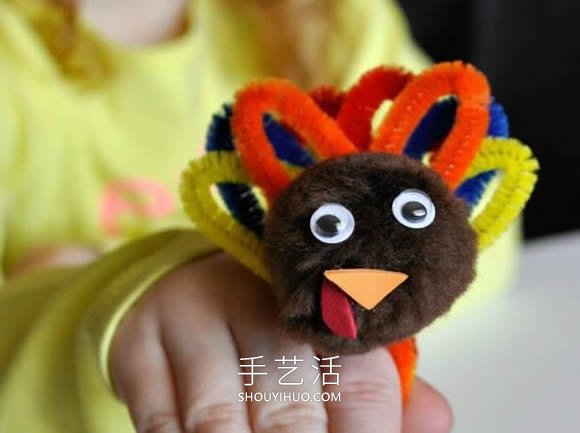 扭扭棒簡單手工制作火雞戒指的做法教程 -  itrip.net.cn