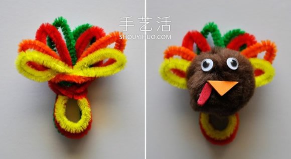 扭扭棒簡單手工制作火雞戒指的做法教程 -  itrip.net.cn
