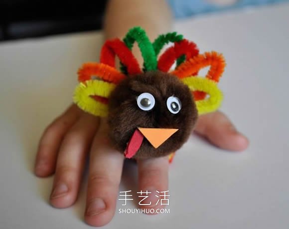 扭扭棒簡單手工制作火雞戒指的做法教程 -  itrip.net.cn