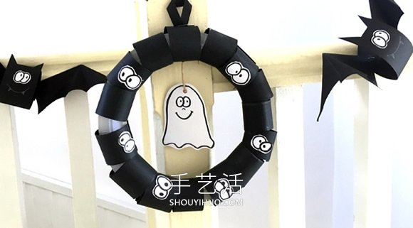 簡單萬圣節(jié)幽靈花環(huán)手工制作圖解教程 -  itrip.net.cn