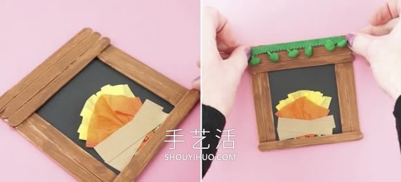 兒童手工制作圣誕節(jié)雪糕棍壁爐的做法教程 -  itrip.net.cn