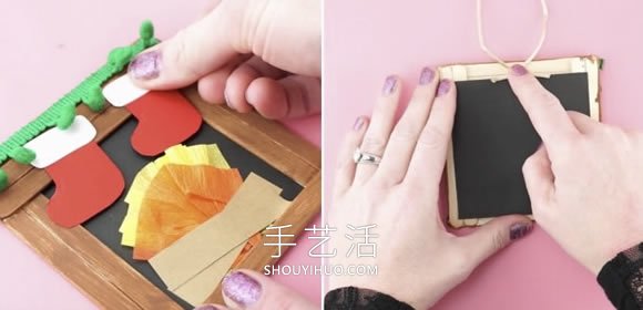 兒童手工制作圣誕節(jié)雪糕棍壁爐的做法教程 -  itrip.net.cn