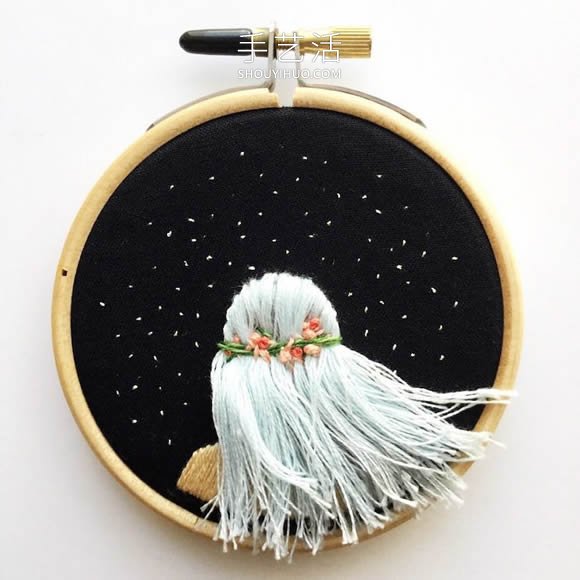 刺繡藝術(shù)家縫制眺望夜空的創(chuàng)意刺繡作品 -  itrip.net.cn