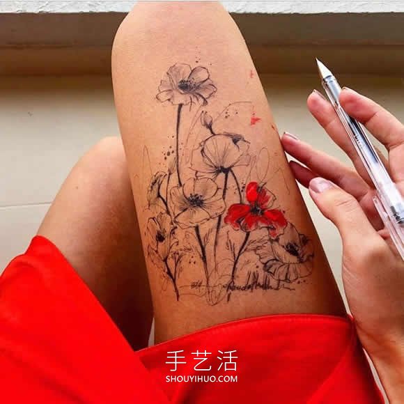 藝術家用自己大腿作為畫布 畫出精美水墨畫！ -  itrip.net.cn