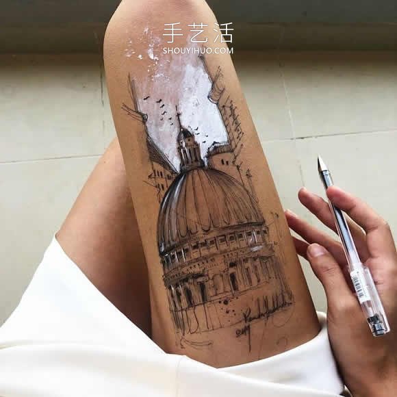藝術家用自己大腿作為畫布 畫出精美水墨畫！ -  itrip.net.cn