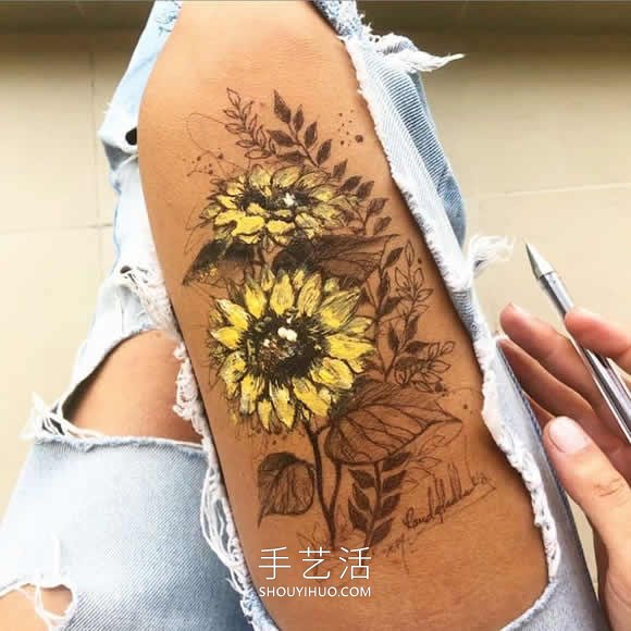 藝術家用自己大腿作為畫布 畫出精美水墨畫！ -  itrip.net.cn