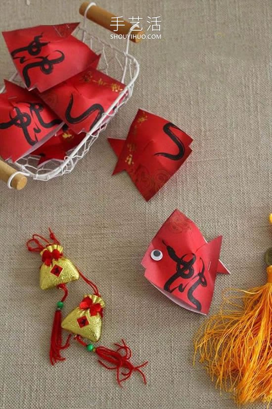 幼兒園手工制作新年紅包小魚的做法教程 -  itrip.net.cn