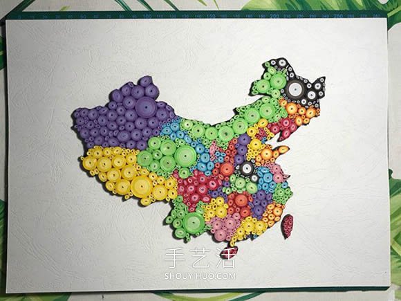 衍紙手工制作中國地圖裝飾品的做法教程 -  itrip.net.cn